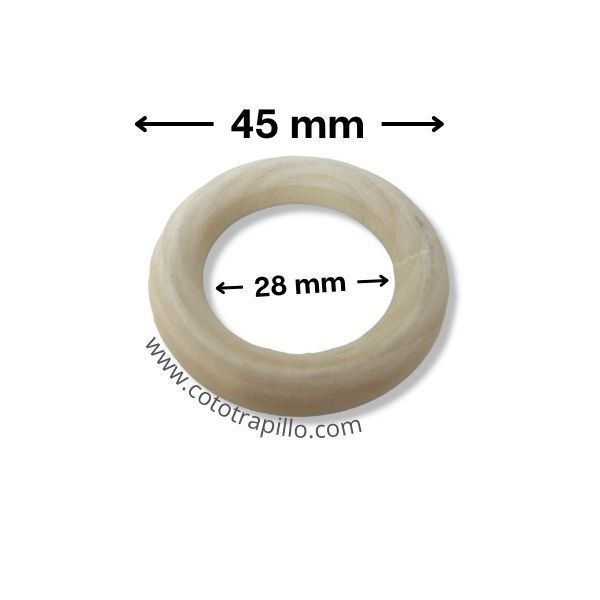 Argolla Aro de Madera Blanca Medida 45 mm