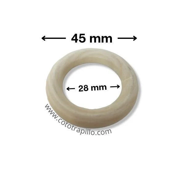 Argolla Aro de Madera Blanca Medida 45 mm