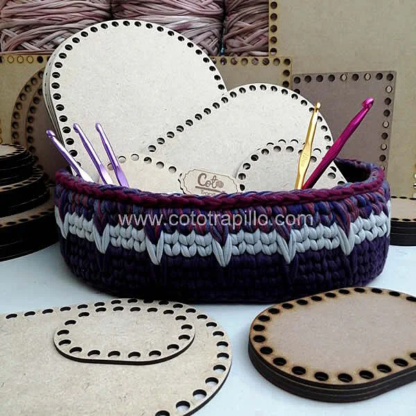Base de Cesta de Madera con Agujeros para Tejer Ovalada