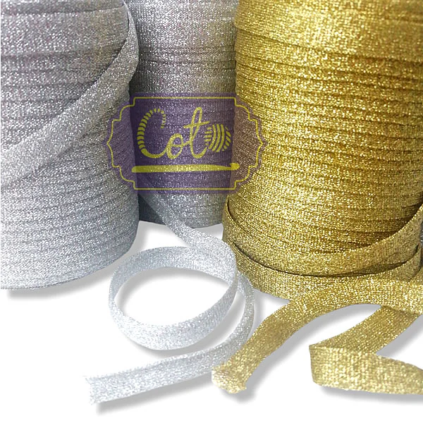 Cinta Tubular Plana de Lurex Brillante para Manualidades