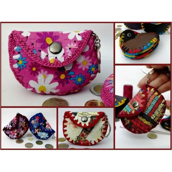 Monederos de Cuerina tejidos con Hilo de Nylon a crochet