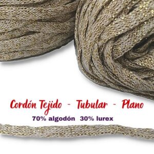 Ribbon Cordón Tejido 8mm Algodon y Lurex