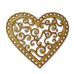 Tapa Labrada Corazón de Trupán Mdf para Tejer