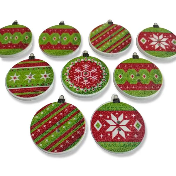 Botones Esferas de Navidad de Madera para Decoracion