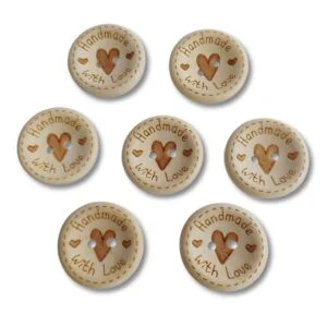 Botones HandMade With Love- Hecho a Mano con Amor de Madera 25mm
