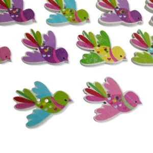 Botones Pajaritos de Madera 35mm para Manualidades y Coser