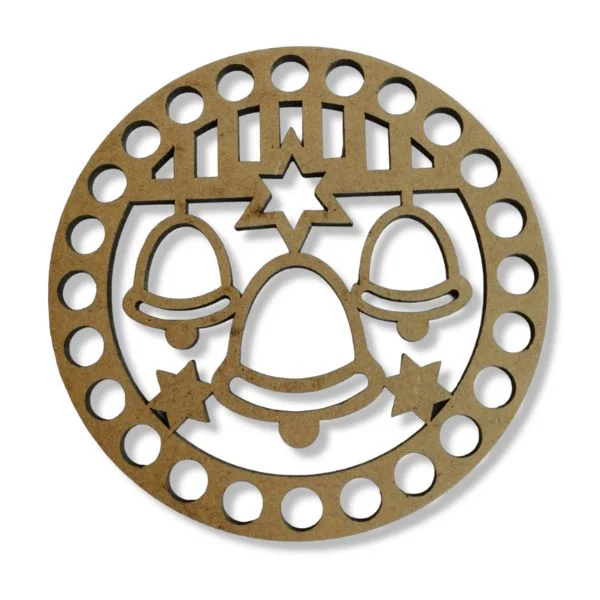 Mdf Base de Trupán para Tejer Diseño Campanas Navidad