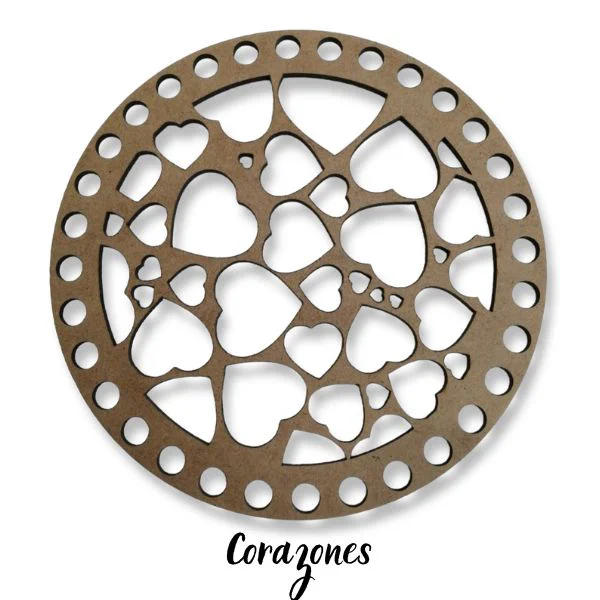 Mdf Base de Trupán para Tejer Diseño Corazones