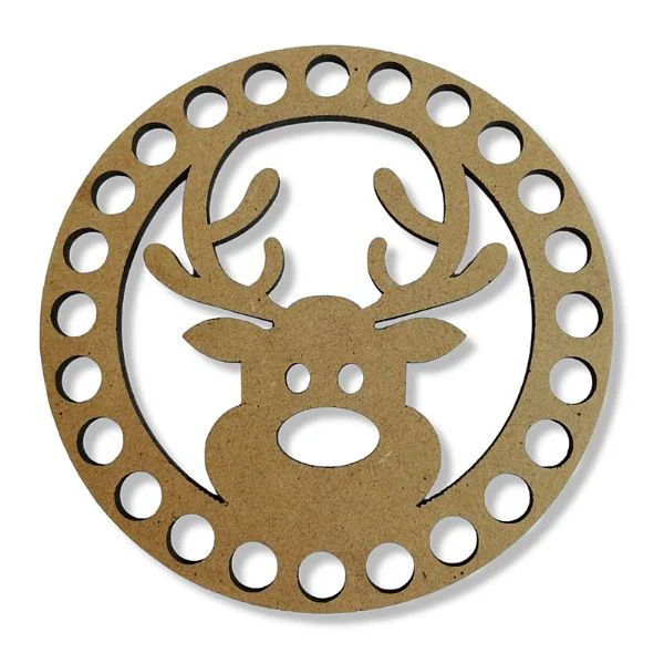 Mdf Base de Trupán para Tejer Diseño Reno Navidad