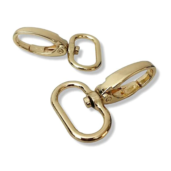Gancho Mosquetón Giratorio Con Movimiento para Carteras Dorado Ligth Medida 30 mm