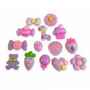 Apliques de Acrílico tonos morados para Pegar Diseño Kawaii