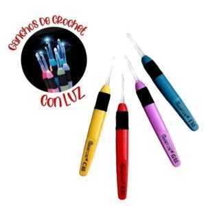 Ganchillo con Luz, crochet con Luz para tejer colores Oscuros Solución para tejer sin mucha luz