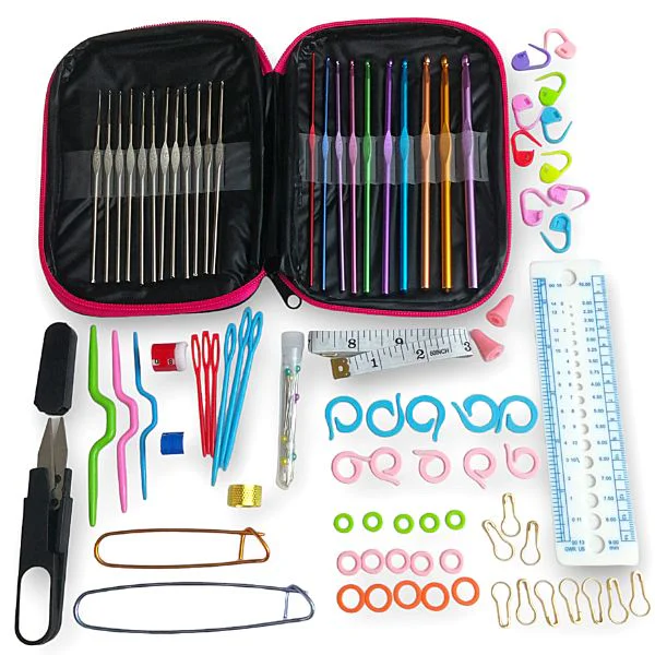 Estuche Crochets Ganchillos Aluminio y Macusa Herramientas para Tejer y Coser