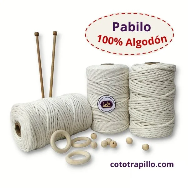 Pabilo, Cuerda de Algodón, Macramé, Soga, 100% Algodón