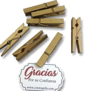 Pinzas de Madera pintado Dorado para ScrappBook y Manualidades