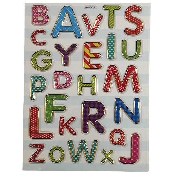 Stickers Letras Alfabeto Con Relieve Coloridos Buena Calidad