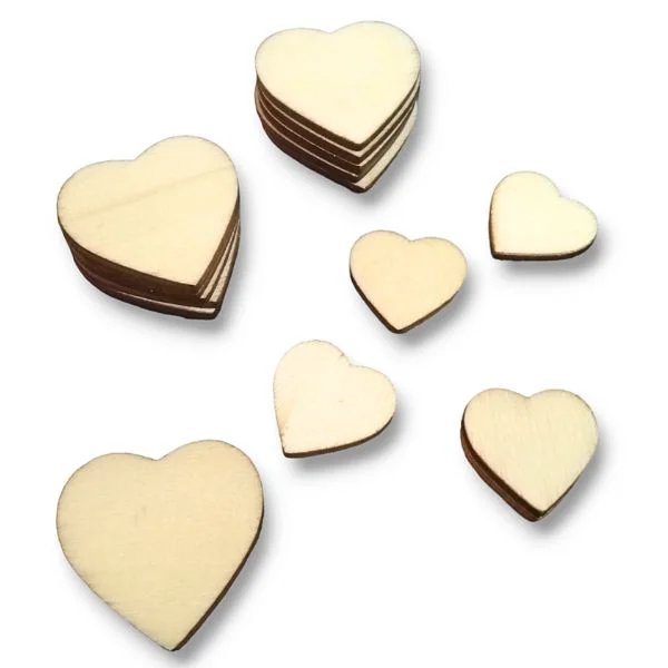 Piezas de Madera Forma Corazón chips para decoración y manualidades Lima Perú