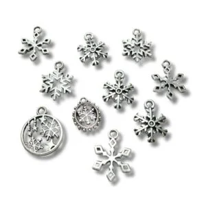 Dijes de Metal Plateado Diseño de Copos de Nieve Apliques Colgantes