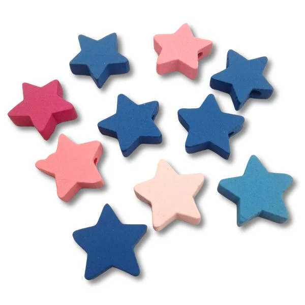 Piezas de Madera Forma Estrellas Con agujero para Manualidades
