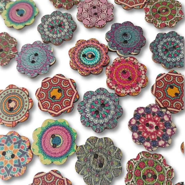 Botones Florecillas Vintage de madera para srapbookin y otras manualidades