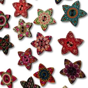 Botones Estrellas Vintage 25mm de madera para scrapp