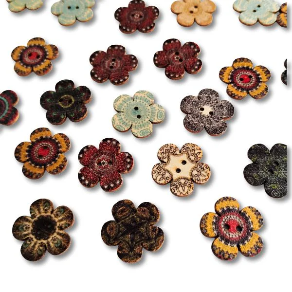 Botones Flores Vintage de madera para srapbookin y otras manualidades
