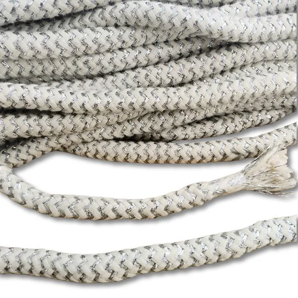 Cordón con Alma algodón y lurex plateado 12 mm