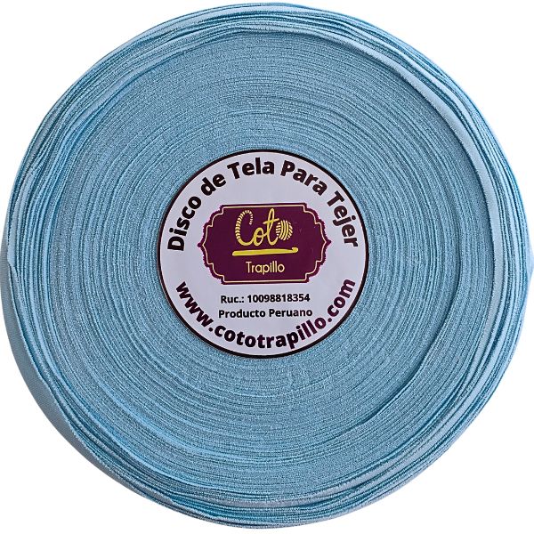 Disco de Tela Cinta para Tejer de Algodon Gamuza Celeste