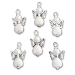 Hermosos Dijes de Perlas Angelitos para Bautizos y Comuniones Recuerdos