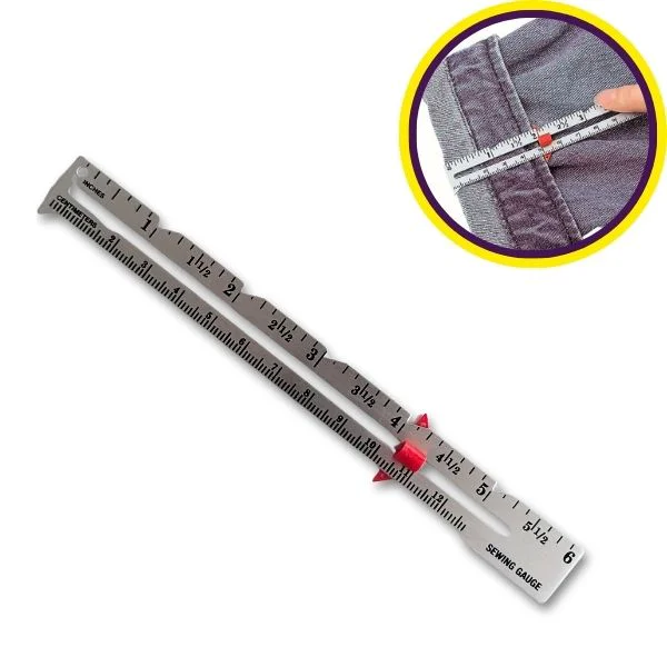 Regla Calibre Deslizante 12 cm para Tejidos y Costuras Herramienta para Tejedores y Costureros
