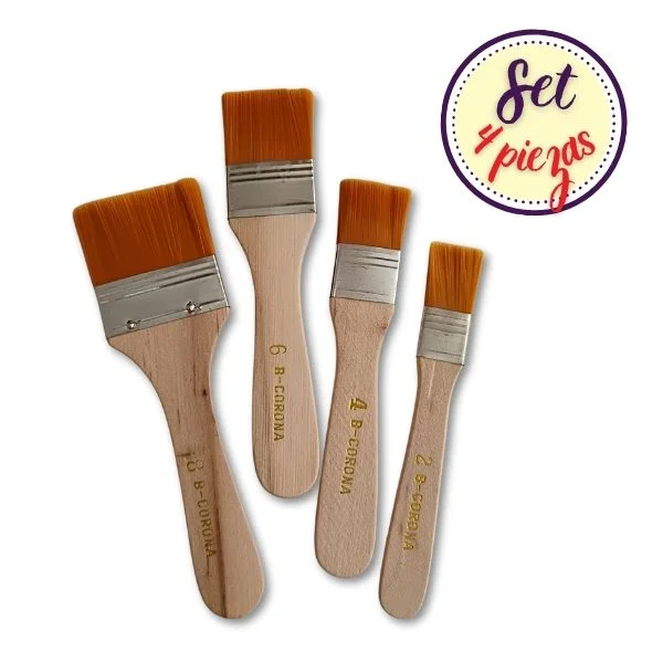 Brochas Set 4 piezas cerdas suaves para pinturas y manualidades