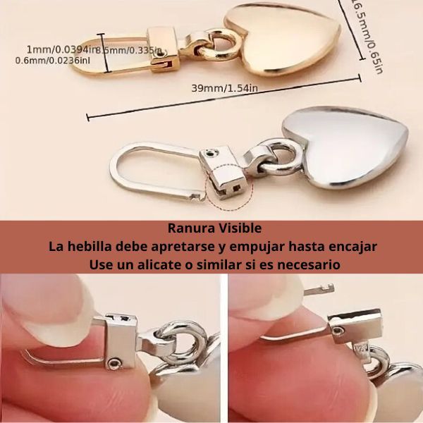 Jaladores de Metal Automáticos Corazón Varios Colores Sistema de Abrir y Cerrar