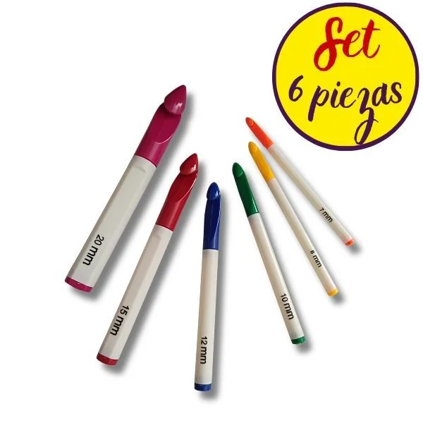 Set 6 piezas crochets plastico